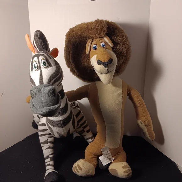 Plush Zebra and Lion Toy Set - Picture 1 of 8